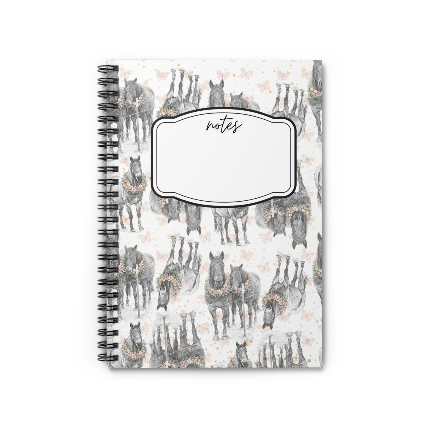 Watercolor Horses Spiral Notebook — 'Notes' Ruled Journal for Equestrian Lovers