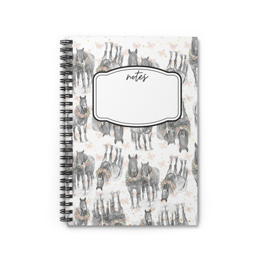 Watercolor Horses Spiral Notebook — 'Notes' Ruled Journal for Equestrian Lovers