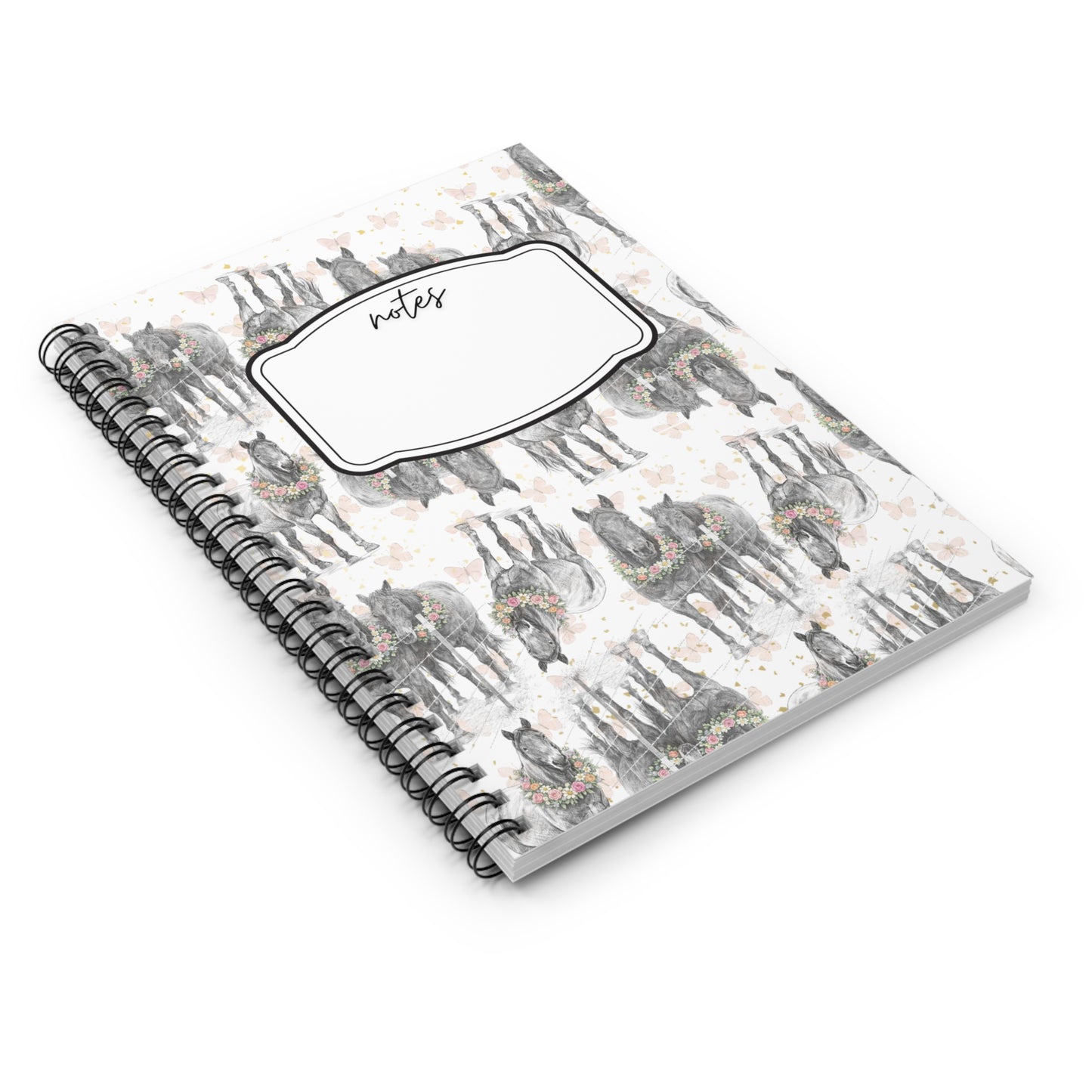 Watercolor Horses Spiral Notebook — 'Notes' Ruled Journal for Equestrian Lovers