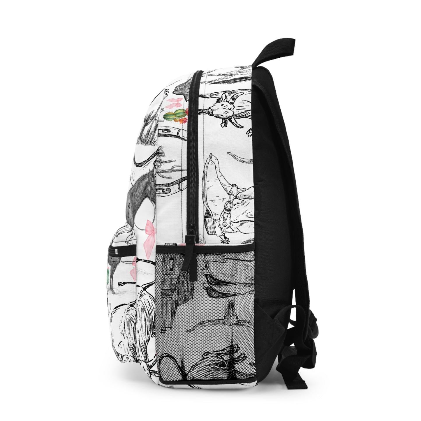 Western Sketch Backpack — Cowboy Horse, Horseshoe & Cactus Pattern